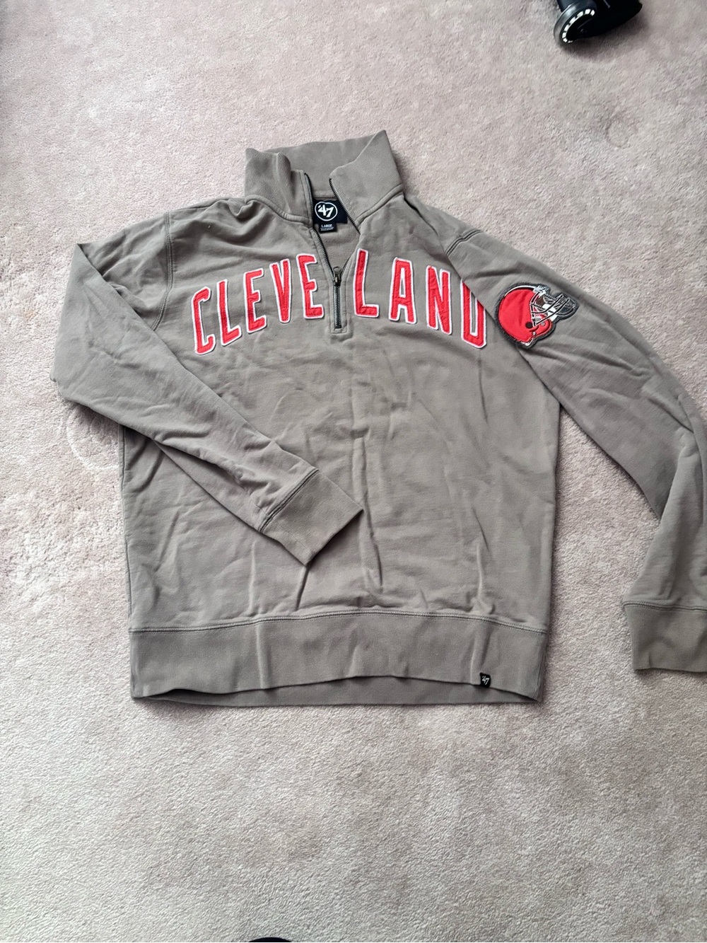 '47 Brand Cleveland Quarter-Zip Pullover - Olive with Red Accent